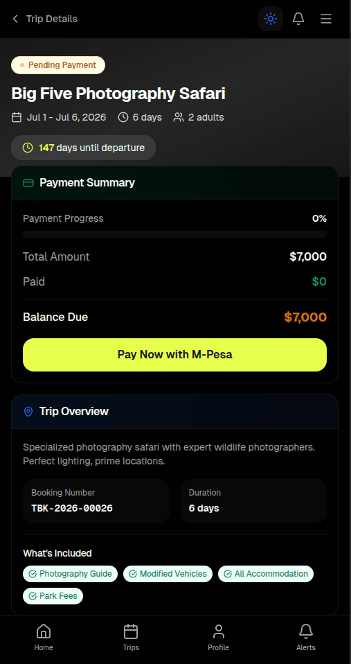 Trip Details & Payment